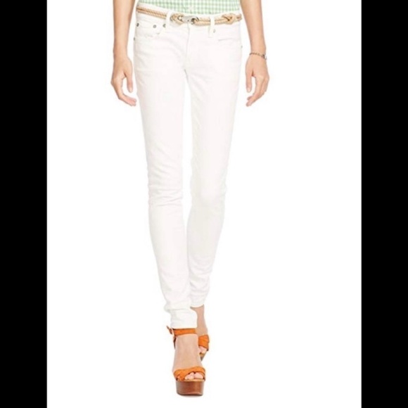 Polo Ralph Lauren Tompkins Skinny Crop White Jean raw size 26 nautical summer - Picture 2 of 16